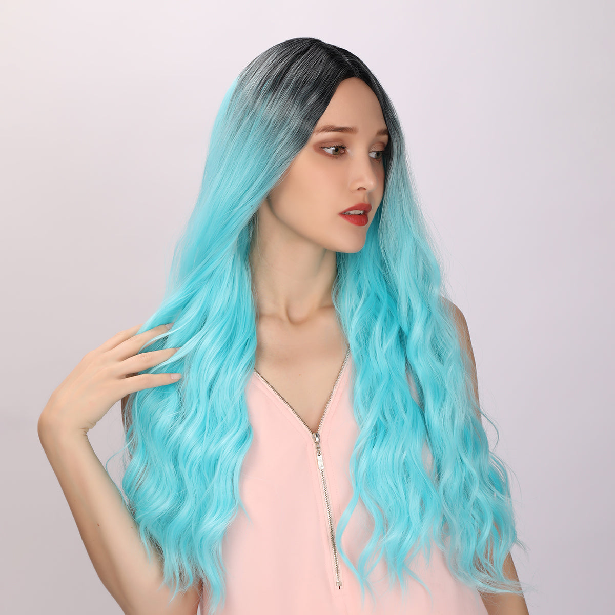 Karol G | Cosplay | Light Blue and Ombre Wig | Body Wave Wig | 26 inch Wig | SM9009 | Apn MCZJ