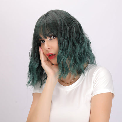 Bella | Dark Green Wig | Short Bob Curly Wig | 16 inch Wig | SM170-1 | Apn Faith