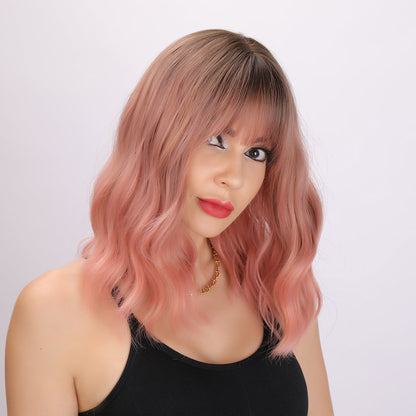 Rowan | Pink and Ombre Gradient Wig | Bob Curly Wig | 14 inch Wig | SM032 | Apn Popinrow