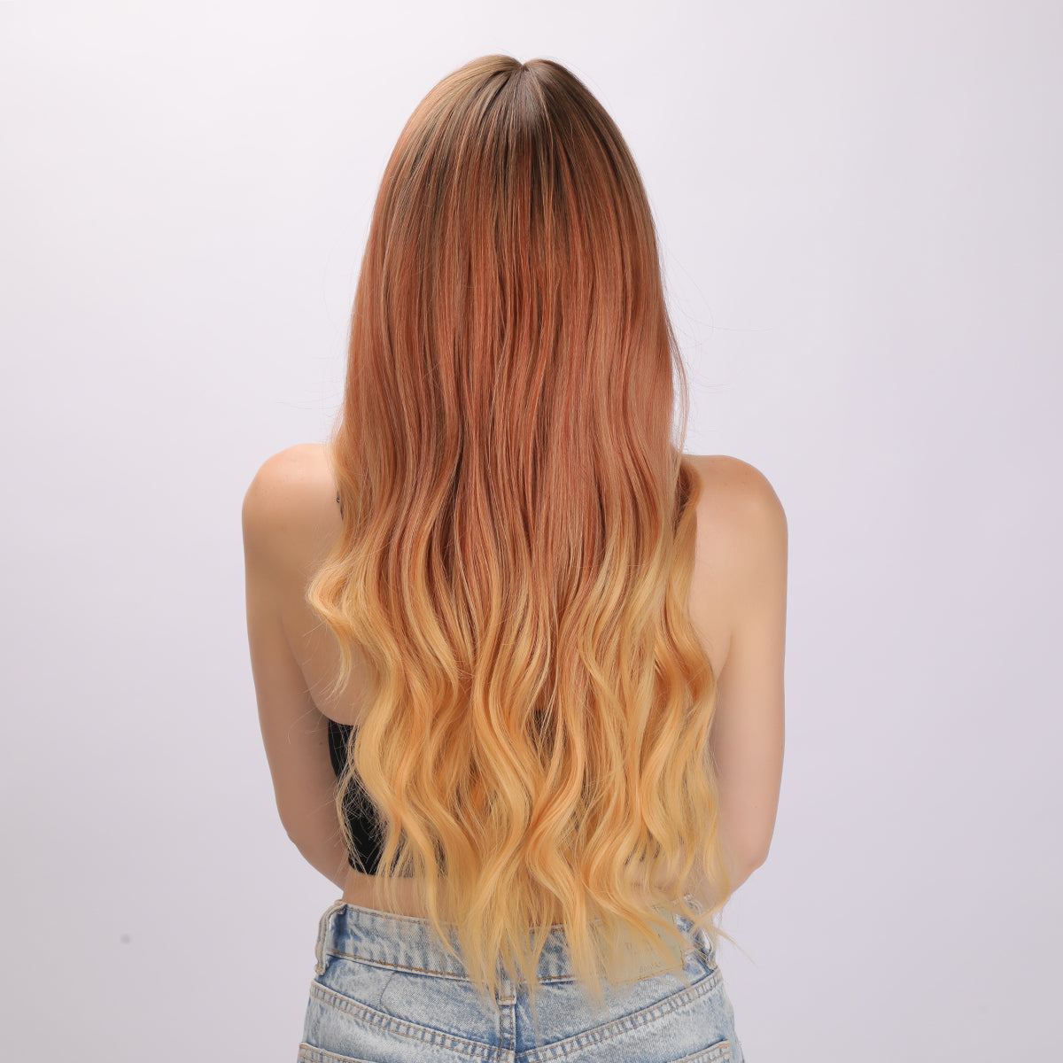 Ombre Orange and Yellow Wig | Loose Wave Wig | 28 inch Wig | SM371 | Apn MCZJ