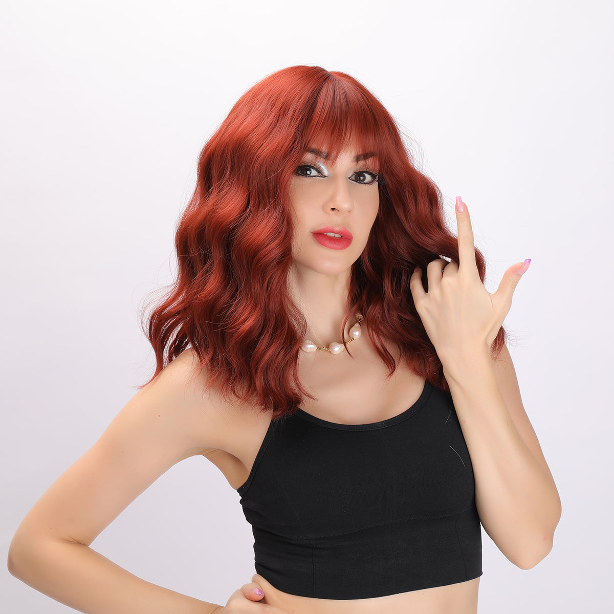 Sadie | Orange Wig | Short Curly Hair With Bangs | 14 inch Wig | SM034 | Apn Faith