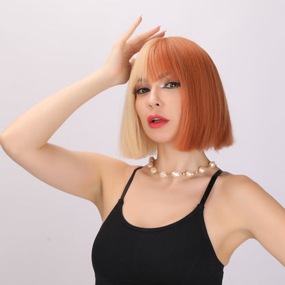 Siya | Cosplay | Blonde and Orange Wig | Straight Bob Wig | 12 inch Wig | SM6164 | Apn Popinrow