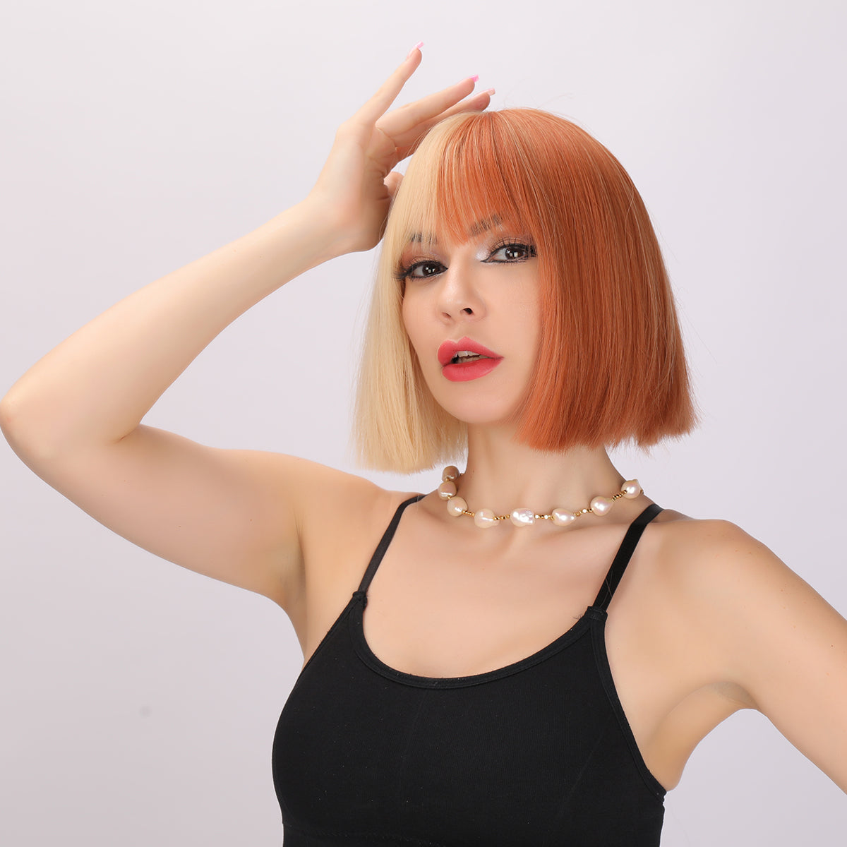 Siya | Cosplay | Blonde and Orange Wig | Straight Bob Wig | 12 inch Wig | SM6164 | Apn Faith