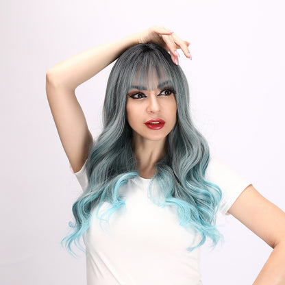 Noelle | Blue Ombre Wig | Deep Wave Wig | Curly Wig | 28 inch Wig | TM Pop