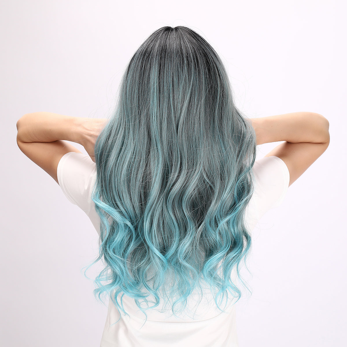 Noelle | Blue Ombre Wig | Deep Wave Wig | Curly Wig | 28 inch Wig | TM Pop