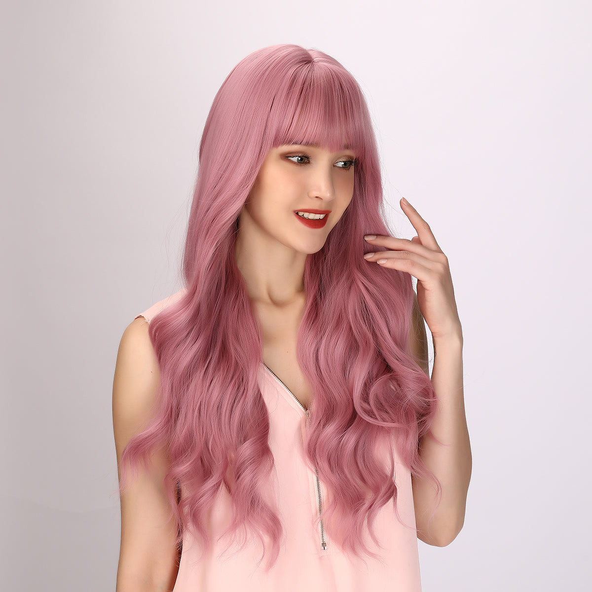 Alexandra | Pink Wig | Body Wave Wig | Curly Wig | 28 inch Wig | SM6124 | Apn Faith