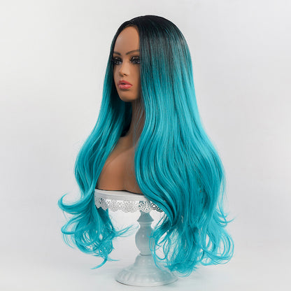 Color: ombre dark blue wig  Style: body wave wig Length: 28 inch wig