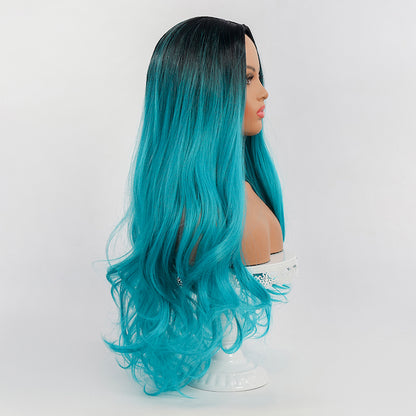 Color: ombre dark blue wig  Style: body wave wig Length: 28 inch wig