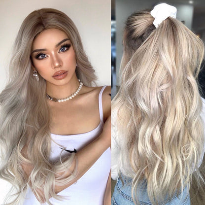 Color: golden blonde gradient wig Shape: deep wave wig Length: 28 inch wig