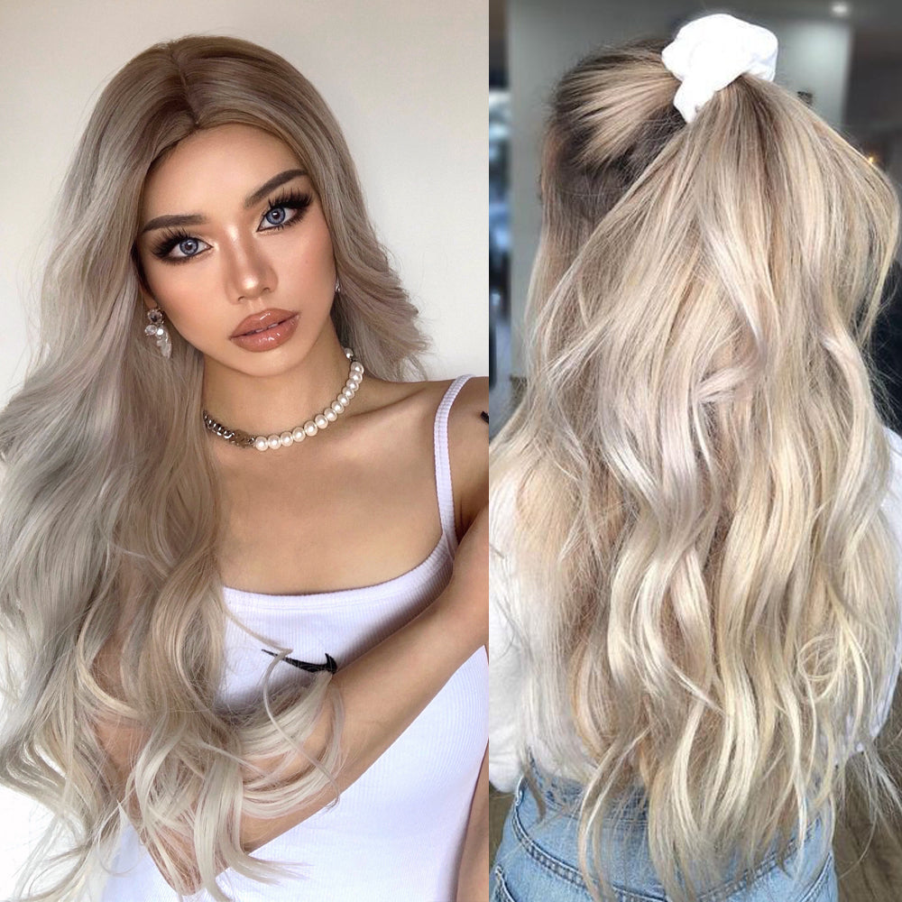 Color: golden blonde gradient wig Shape: deep wave wig Length: 28 inch wig