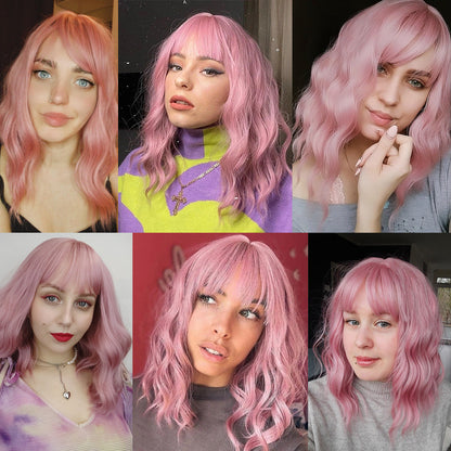 Pink | Curly Bob | 16inch | Apn Prtheuscn1