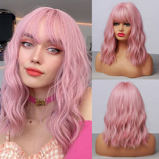 Pink | Curly Bob | 16inch | SM210-1N | Apn 51talk