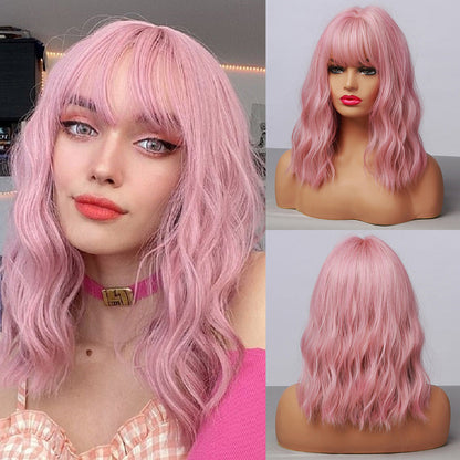 Pink | Curly Bob | 16inch | SM210-1N | Apn KolifySZ