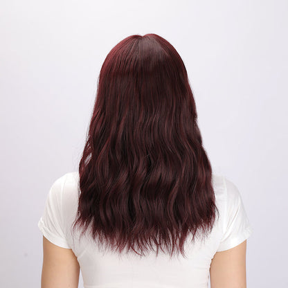 wine red wig, short bob wig, curly wig, 14 inch wig