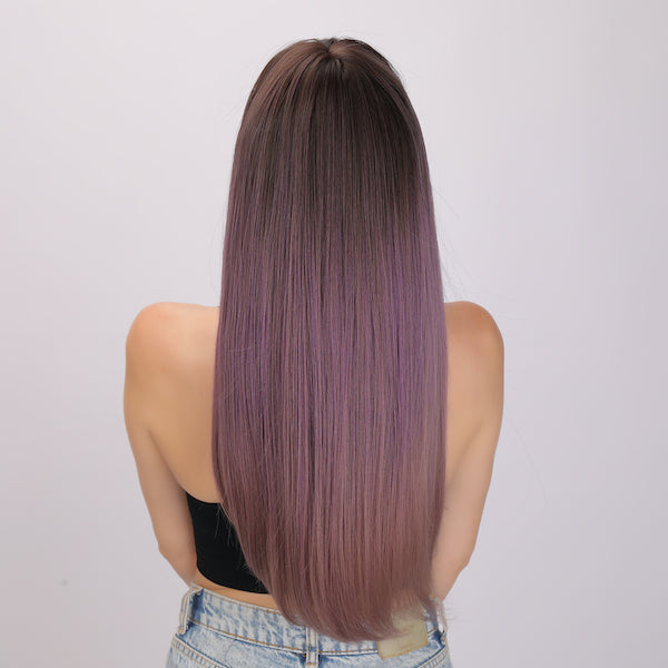 Color: purple gradient wig Length: 24 inch wig Shape: Straight hair wig