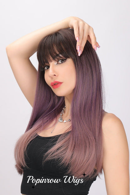 Rachel | Purple and Ombre Gradient Wig | Straight Hair Wig | 24 inch Wig | SM169-2 | Apn Faith