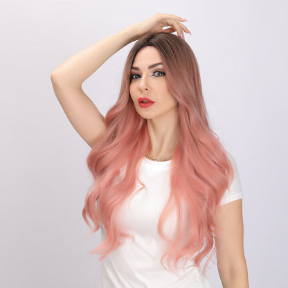 pink gradient wig, deep wave wig, 28 inch wig