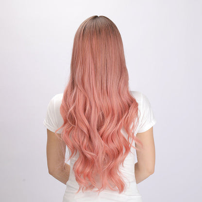 pink gradient wig, deep wave wig, 28 inch wig