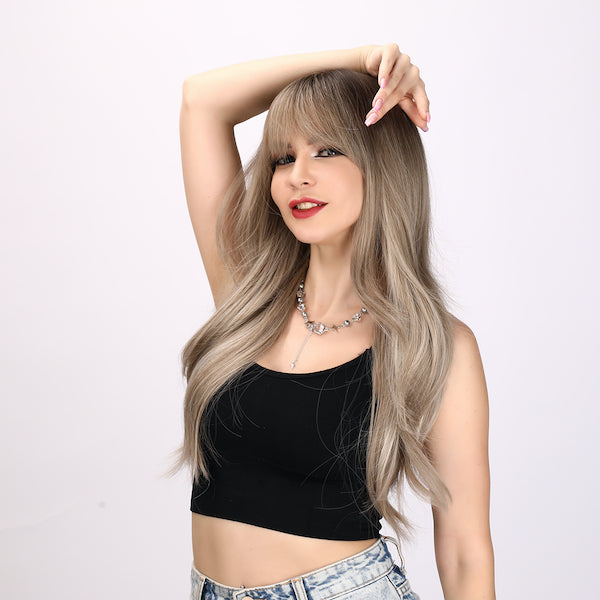 Color: bonde and gray gradient wig   Style: deep wave wig  Length: 26 inch wig