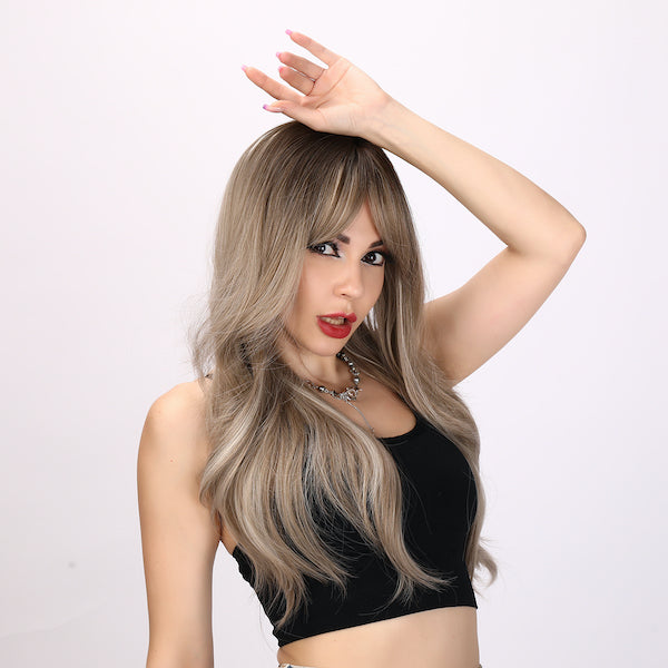 Color: bonde and gray gradient wig   Style: deep wave wig  Length: 26 inch wig