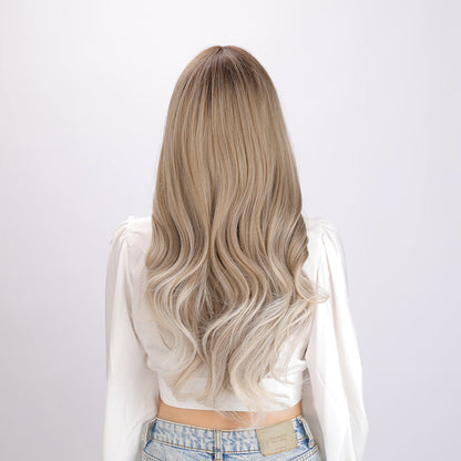 blonde and white gradient wig,  deep wave wig, 26 inch wig