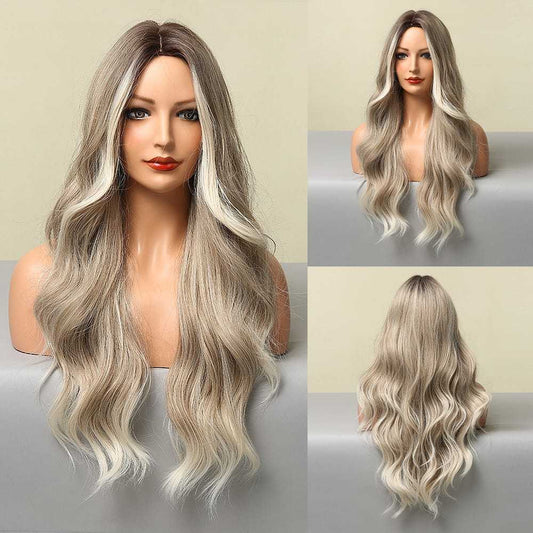 blonde and white gradient wig,  deep wave wig, 26 inch wig