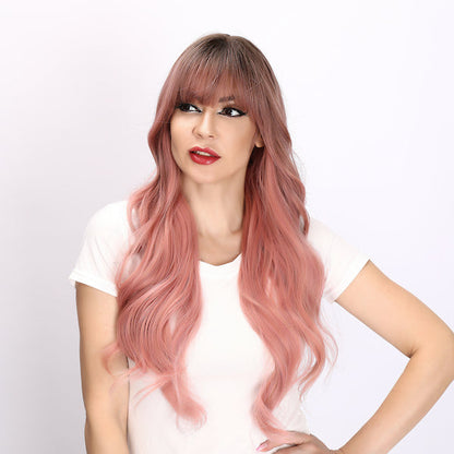 pink gradient wig,  deep wave wig, 26 inch wig