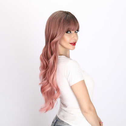 pink gradient wig,  deep wave wig, 26 inch wig