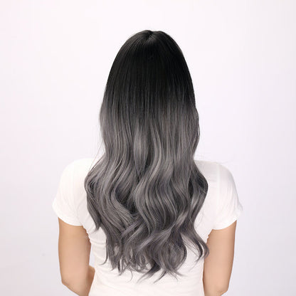 Color: gray gradient wig  Style: deep wave wig, curly wig  Length: 22 inch wig