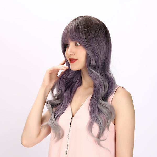 Color: purple gradient wig Style: deep wave wig  Length: 28 inch wig