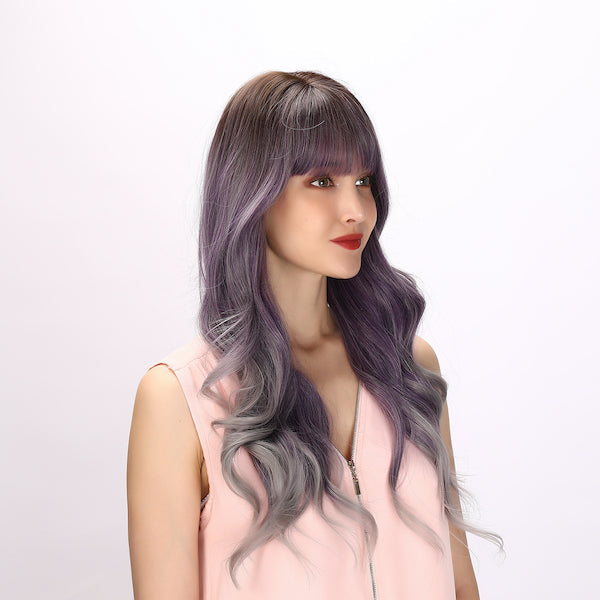 Color: purple gradient wig Style: deep wave wig  Length: 28 inch wig