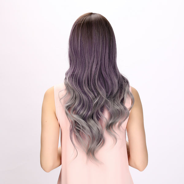 Color: purple gradient wig Style: deep wave wig  Length: 28 inch wig