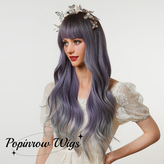 Aspen | Purple Gradient Wig | Deep Wave Wig | Curly Wig | 28 inch Wig | SM6163 | SM6163 | Apn Popinrow