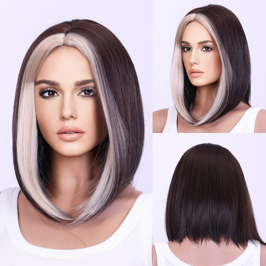 Elianna | Grey Highlight & Brown | Straight Hair | SM7204 | Apn Popinrow