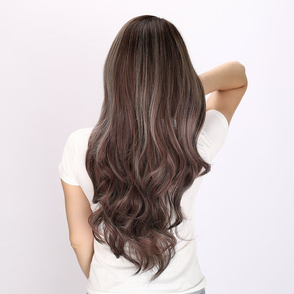 Color: pink and gray mix wig Style: deep wave wig  Length: 24 inch wig