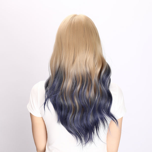 Color: dark blue dyed blonde wig  Style: body wave wig  Length: 30 inch wig