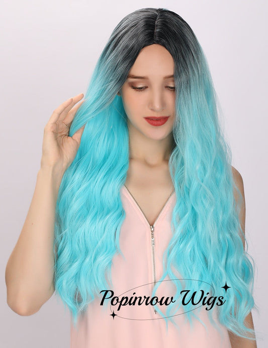 Karol G | Cosplay | Light Blue and Ombre Wig | Body Wave Wig | 26 inch Wig | SM9009 | Apn Popinrow