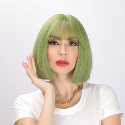 Color: green wig Style: bob wig Length: 12 inch wig