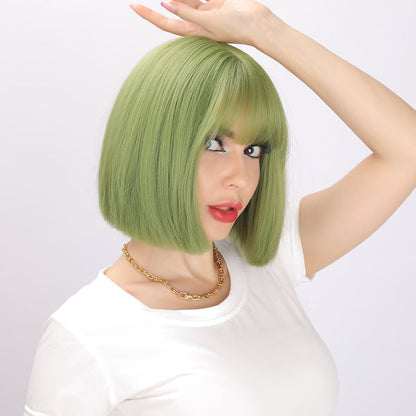 Color: green wig Style: bob wig Length: 12 inch wig