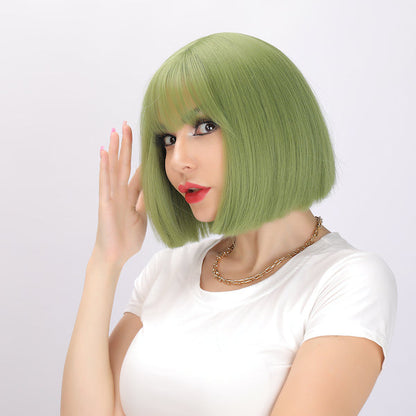 Color: green wig Style: bob wig Length: 12 inch wig