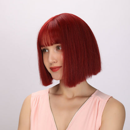 Color: red wig Style: bob wig  Length: 12 inch wig