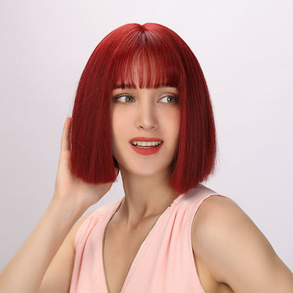 Color: red wig Style: bob wig  Length: 12 inch wig