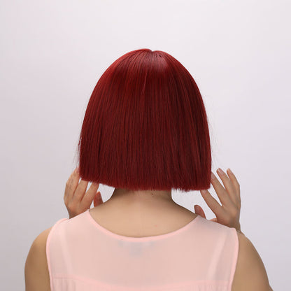 Color: red wig Style: bob wig  Length: 12 inch wig