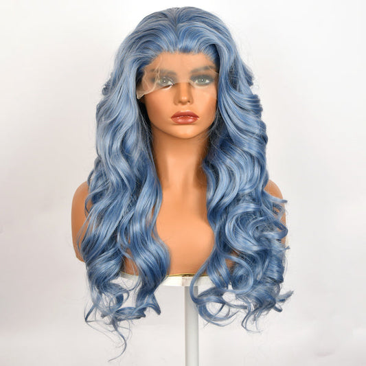 Color: blue wig Style: body wave wig, lace front wig Length: 26 inch wig