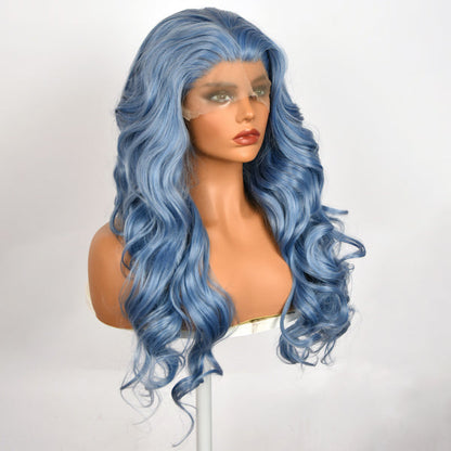 Color: blue wig Style: body wave wig, lace front wig Length: 26 inch wig