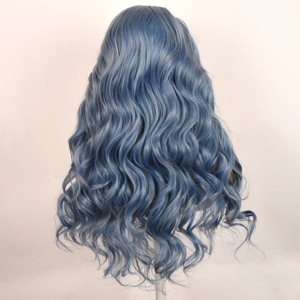 Color: blue wig Style: body wave wig, lace front wig Length: 26 inch wig