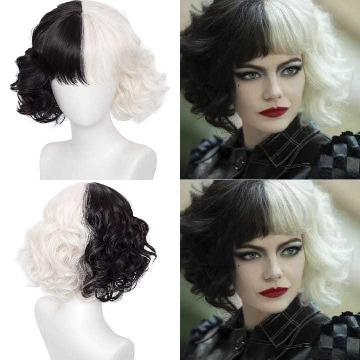 Cruella | Cosplay | Disney | Black and White Wig | 10 inch Wig | TM Pop