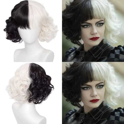 Cruella | Cosplay | Disney | Black and White Wig | 10 inch Wig | CSH60 | Apn MCZJ