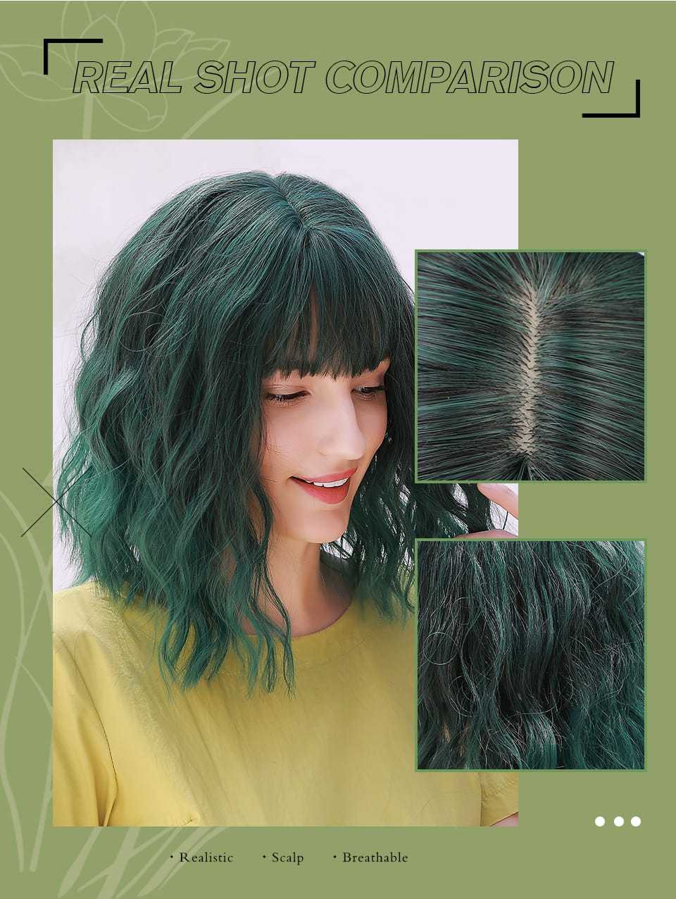 Dark Green | Short Curly | 13 inch | Apn VIPS