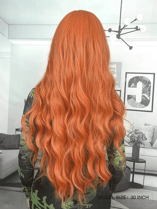 Color: orange wig Shape: body wave wig Length: 30 inch wig